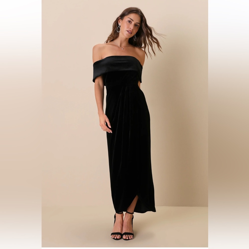 Lulus Elegant Black Off-Shoulder Dress